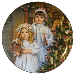 Vtg Christmas Magic December Child Hood Almanac Sandra Kuck Reco COA  Plate Gold